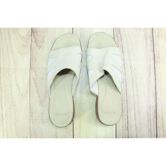 Merrell Sundial Cream Leather Slip On Comfort Casual Wedge Sandals Size 10 - Picture 7 of 9